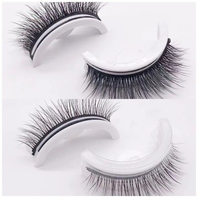 2 Pcs Reusable Self Adhesive Eyelashes Natural 3D Mink Glue-Free False Eyelashes