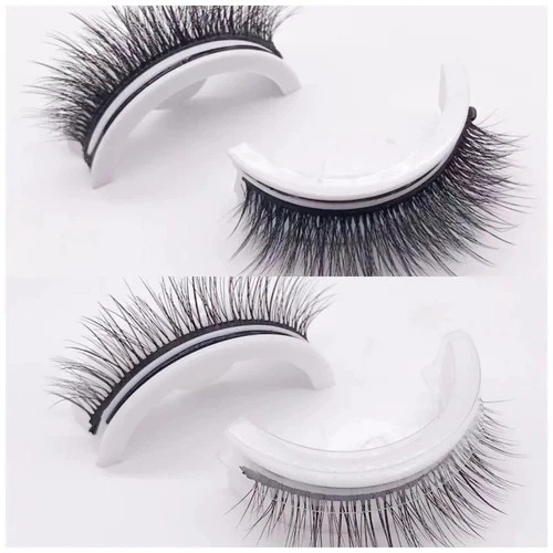 2 Pcs Reusable Self Adhesive Eyelashes Natural 3D Mink Glue-Free False Eyelashes - product listing photo