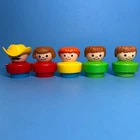 Chunky Base Little People Farmer Red Yellow Girl Green Boy Vtg Fisher Price 1990