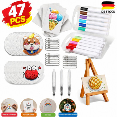 Magic Puffy Paint Set 3D Geburtstagsgeschenk Schaum Textur Malset 47-Teiliges