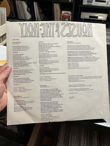 Led Zeppelin "Houses of the Holy" 1973 Record (VG Vinyl) Play Tested SD 7255 - Picture 8 of 8