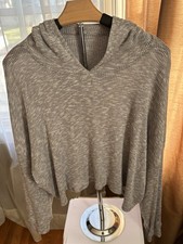 American Eagle Outfitters Grey Cropped Oversized Soft Knit Hoodie