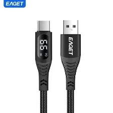 EAGET Premium Nylon USB A to Type C Charging Cable for Galaxy S10/S9 2Pack-6.5ft