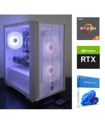   Gaming PC weiß | RTX 3060 Ti | Ryzen 5 3600 | 16GB | Panorama Glas | Garantie