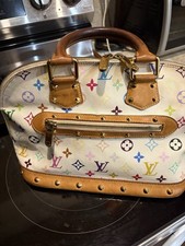 Louis Vuitton Multicolor Monogram White Satchel Top Handle Zip Bag Gold HW