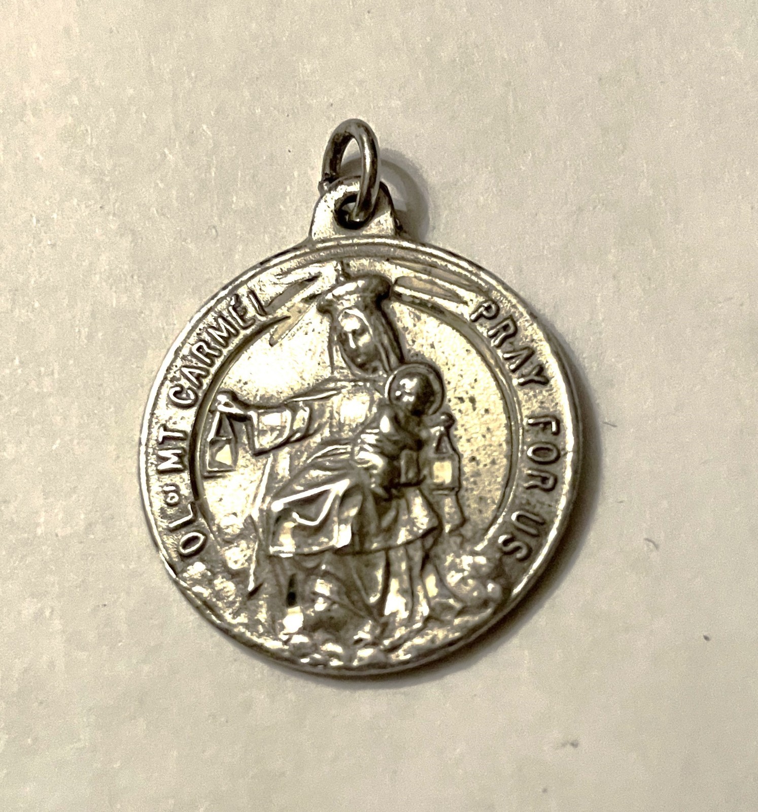 VTG Sterling Silver Our Lady Of Mt Carmel Pray For Us & Heart of Jesus Medal