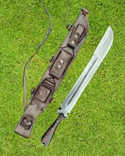 Handcrafted Fantasy Machete Style Collectible With Leather Sheath Decor Display