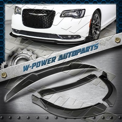 Carbon Look For 2015-2023 Chrysler 300 Front Bumper Lip+Rear Trunk Spoiler 4PC
