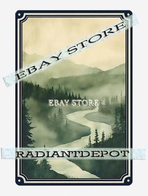 Winding River Metal Tin Sign Valley Road high hills wall  man cave