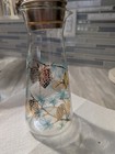 Vintage MCM Libbey Carafe Pitcher Turquoise Gold Pine Cones 32 oz. David Douglas