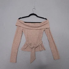 Lovers & Friends Revolve Top Small Off the Shoulder Beige Belted Ramona NWT