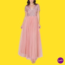 MAYA DELUXE Women's Sequin Empire Waist Evening Dress, Tulle, Blossom, UK 14