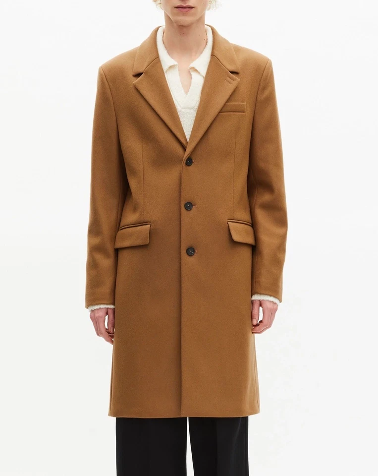 THE KOOPLES CAMEL LEATHER LAPEL COLLAR WOOL COAT UNISEX W-S,M-XS,(Fr)44 NWT $775 - Image 2 of 4