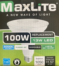 MaxLite PAR38 E26 BASE 13W LED Flood Bulb 1050 LUMENS 5000K DAYLIGHT