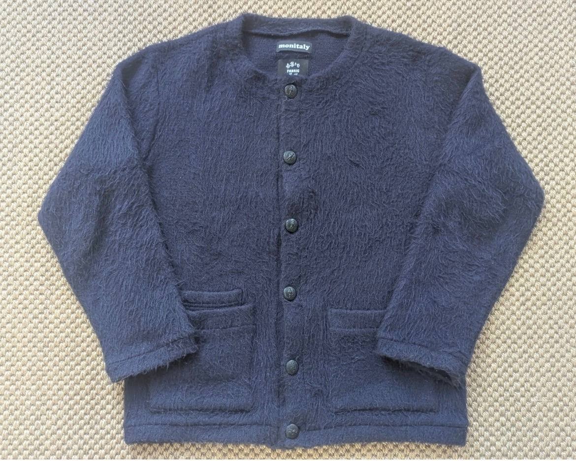 Monitaly Japan Navy Shaggy Knit Cardigan Jacket Made In Japan Size 42 tyrolean