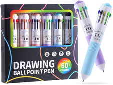 6 PCS Multicolor Pen in One 10-In-1 Retractable Colored Ballpoint Pens for Offi