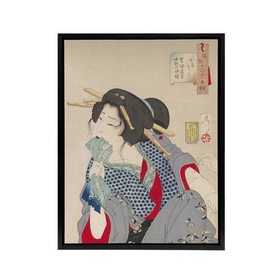 Yoshitoshi Woman Getting Tattoo Vintage Japanese Ukiyo-e Framed Canvas Art Print
