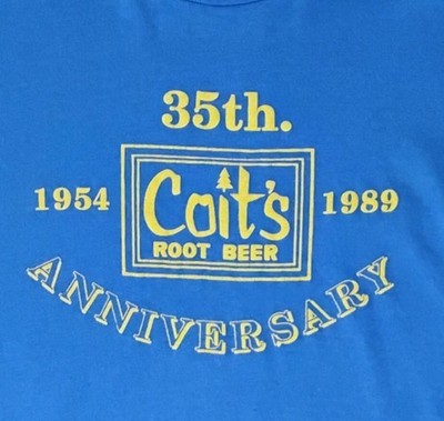 VTG 80s Coit's Root Beer Drive-In T-Shirt Single Stitch Screen Stars XL Blue OKC