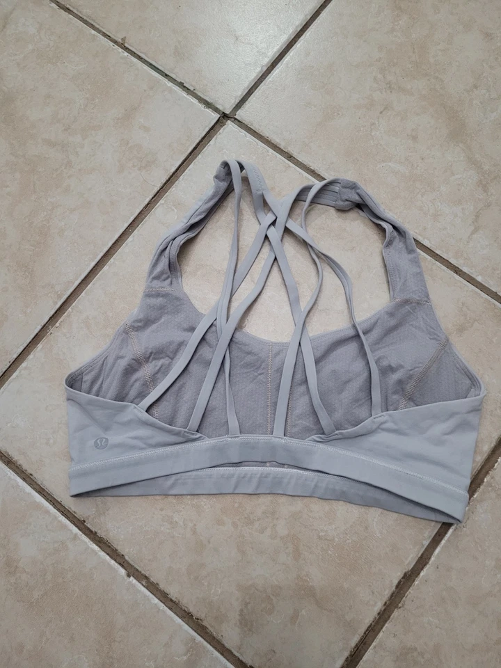 Sutiã esportivo feminino Lululemon tamanho 10 cinza crop top corrida ioga atlética - Imagem 3 de 4