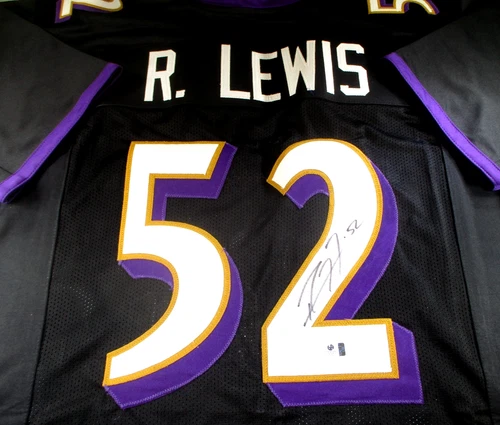 Ray Lewis / Autographed Baltimore Ravens Black Custom Football Jersey / COA
