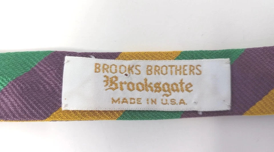 Brooks Brothers Pajarita Seda Repp Dorado Verde Púrpura Rayas EE. UU. Foto 4 de 4