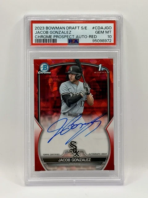 Jacob Gonzalez 2023 Bowman Draft Sapphire Red /5 Chrome Auto PSA 10 White Sox