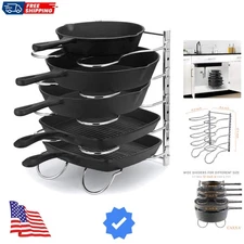 Space-Saving Chrome Kitchen Rack for Pots and Lids with 5 Adjustable Sections