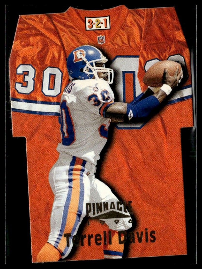 1996 Pinnacle #9 Terrell Davis 3-2-1 (Die Cut Jerseys)