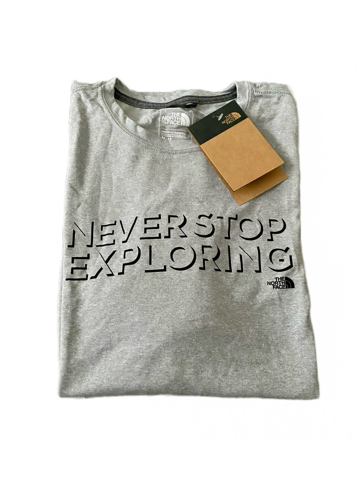 North Face Never Stop Exploring Mens Short Sleeve T-Shirt Gray Medium