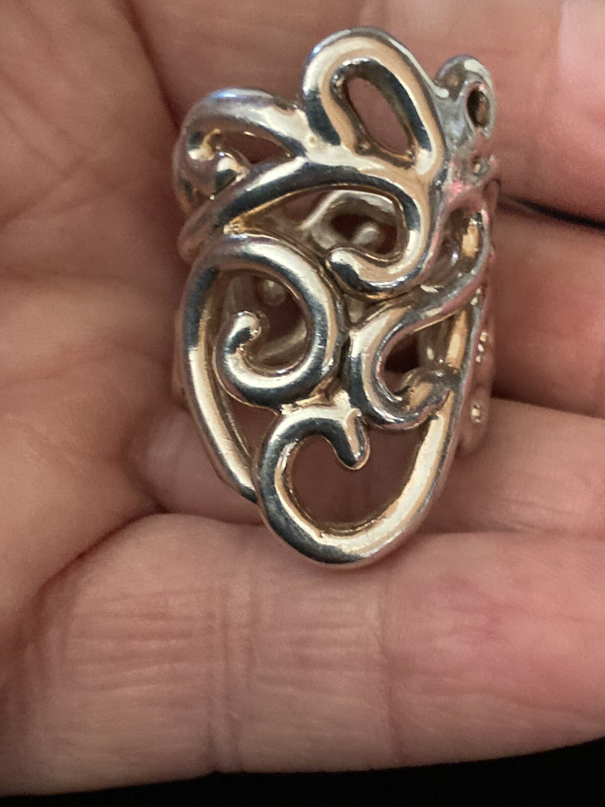 Vintage Sterling Silver Statement Scroll Ring Siz… - image 3