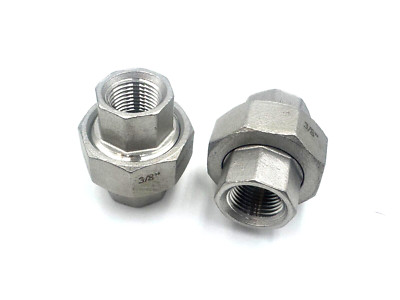 2 PACK STAINLESS STEEL 304 UNION  COUPLING 3/8'' NPT PIPE METAL SEAT SEAL