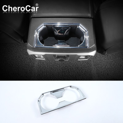 Chrome Armrest Box Rear Cup Holder Panel Trim Cover for Ford F150 F-150 2015-20