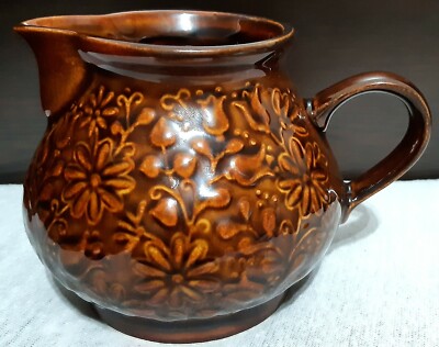 Jug Pot Milk Jug GDR Flora Floral Pattern Flower Vase Pitcher Ceramic Pottery 