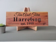 Custom Couples Sign Established Date Carved Wood Marriage Anniversary Year Gift