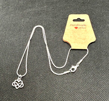 Charming Simple Silver Tone Snake Chain Necklace w/ Infinty Heart Pendant