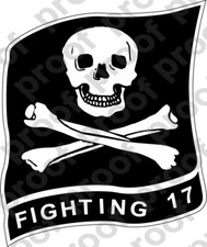 STICKER USN VF 17 FIGHTER SQUADRON JOLLY ROGER FIGHTING LEFT