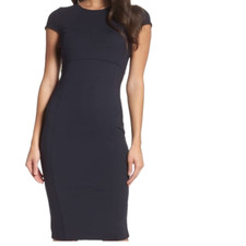 Felicity & Coco NWT Seamed Pencil Dress Black Exposed Gold Zip Size XL