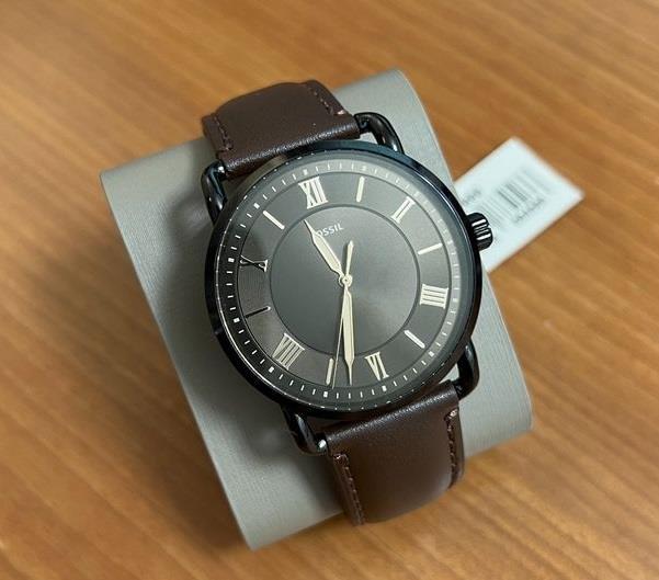 Fossil FS5666 Copeland Three-Hand Brown Leather Strap Roman