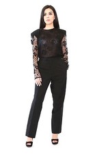 D&G Dolce & Gabbana black tuxedo straight leg dress pants slacks women's 36