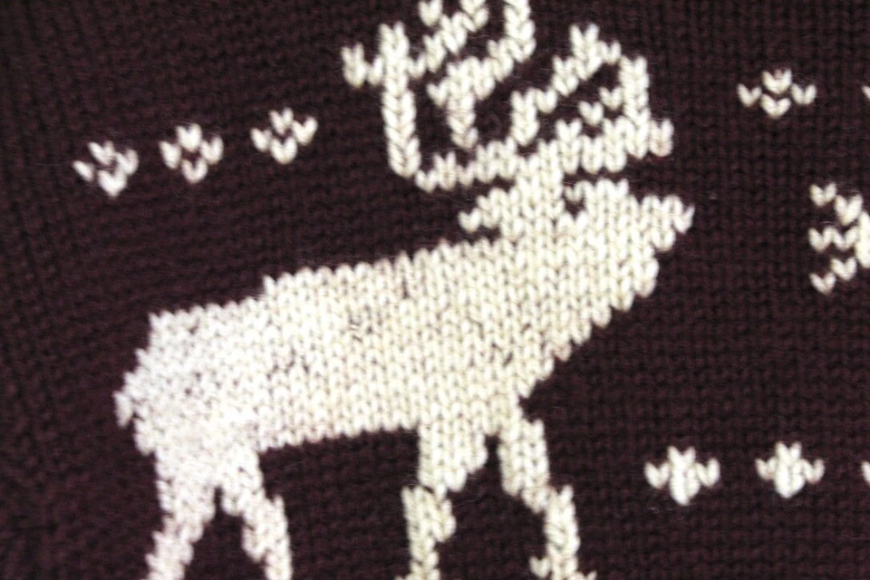 RARO De Colección Años 40 Lana Esquí Suéter M Reno Copo de Nieve Rockabilly Raro Granate Foto 3 de 4