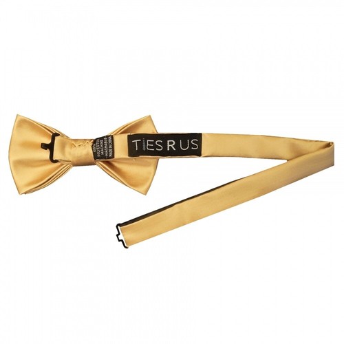 Plain Caramel Satin Men's Bow Tie Wedding Christening Formal Prom Dickie Bow - Picture 2 of 3