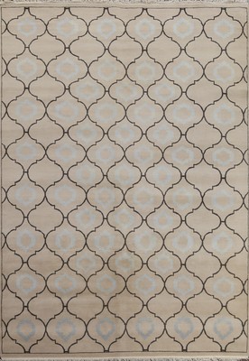 Unique Luxury Hand-Knotted Moroccan Rug Beige Living Room Centerpiece 8x10 ft