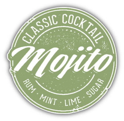 10cm Auto-Aufkleber Sticker Decal Farbe Mojito-Cocktail Grunge-Stempel H1940