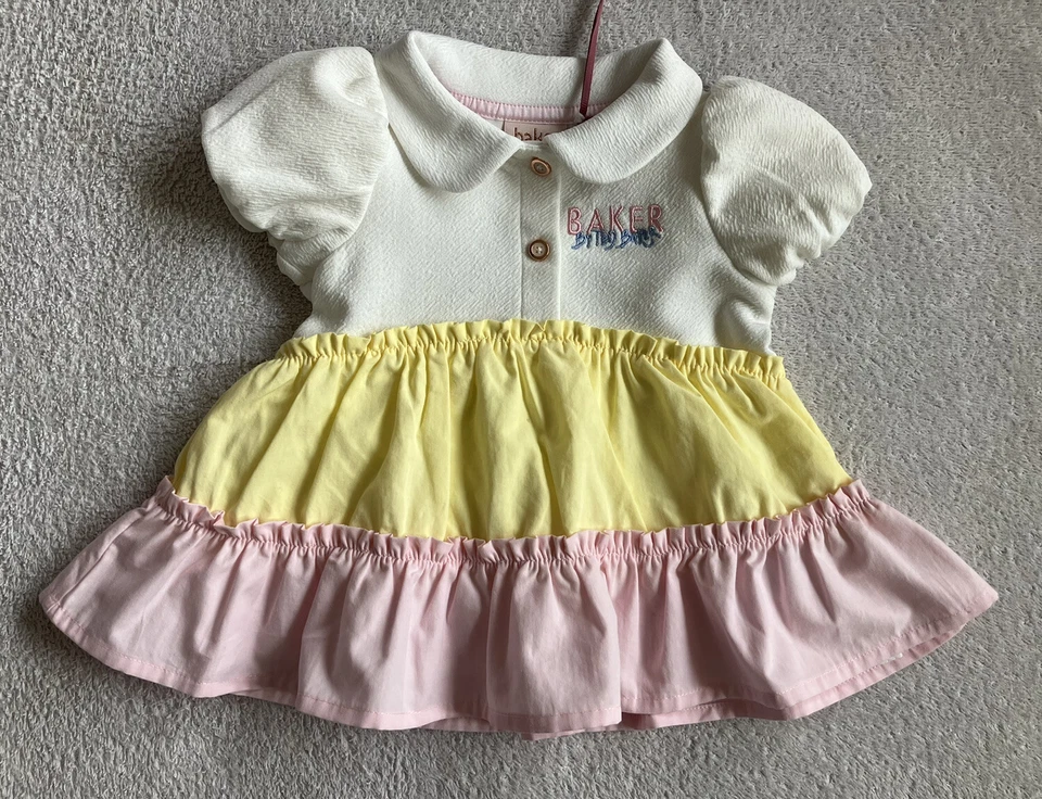 Ted Baker Baby Girl Cream Pink Yellow Dress Party Holiday Summer NEWBORN - Image 3 of 4