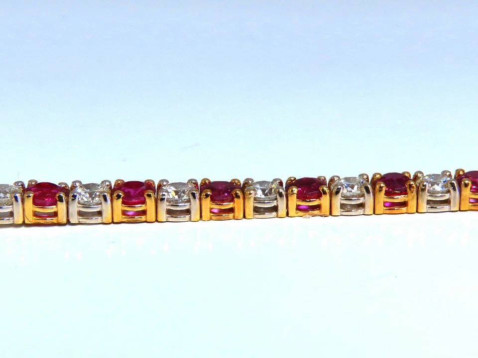 9.82ct Natural Ruby Diamonds Alternating Tennis Bracelet 14kt** - Image 2 of 4