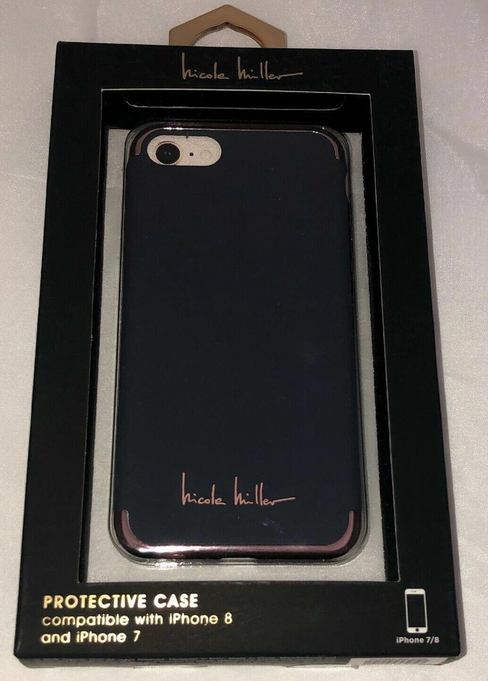 Nicole Miller 保护壳 适用于 iPhone 8 & 7 蓝色 带粉色装饰 全新 — 第 2/4 张图片