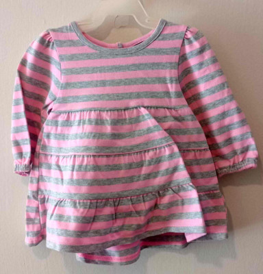 Faded Glory Girls Pink Striped Dress & Bottoms 0-3 months 2 pc. 