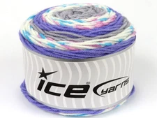 2-Skein Lot Cakes Yarn Light Acrylic 2x140g/225m Lilac Turquoise White Grey Pink
