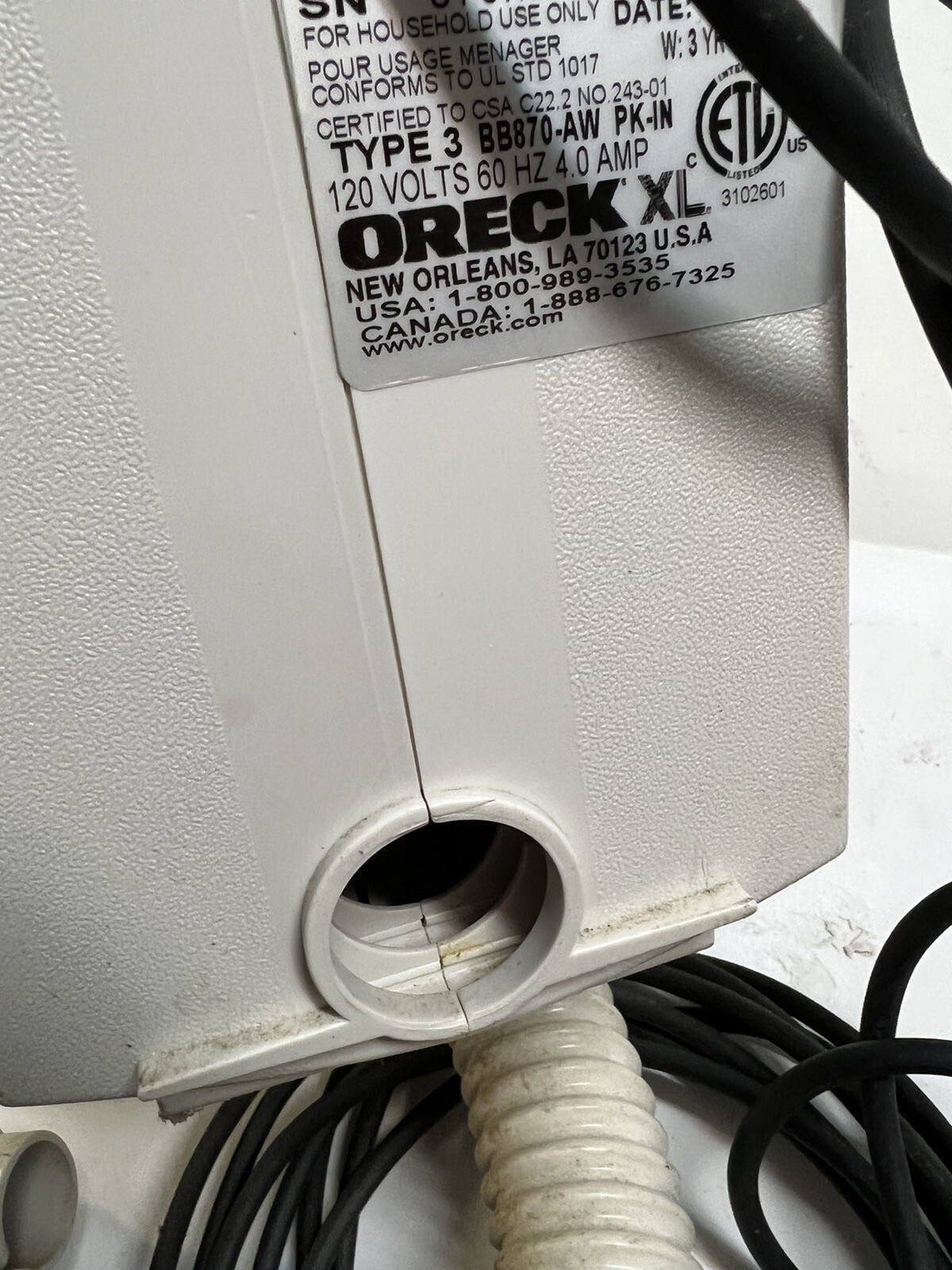 Oreck XL Type 3 BB870-AD Compact Handheld Canister Vacuum w/Hose