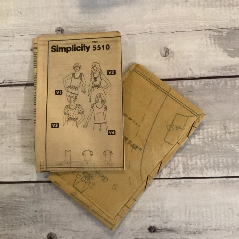 Simplicity 5510 Sewing Pattern Pullover Knit Top Shirt Misses Sz 10 UNCUT 1980’s - Image 4 of 4